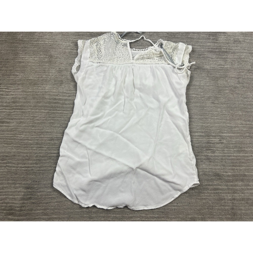 Daniel Rainn Top Womens Medium White Short Sleeve Lace Accent‎ Rayon - Picture 6 of 12